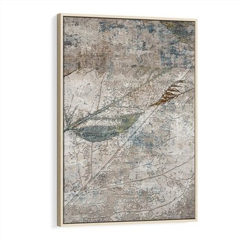 Obraz w ramie 80x120 - Betonowe Wspomnienia Liści - odciski w betonie, odbitki - rama drewno