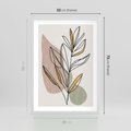 Plakat w ramie 50x70 - Impulsy Subtelnej Harmonii - abstrakcyjny obraz boho, liście - rama biała