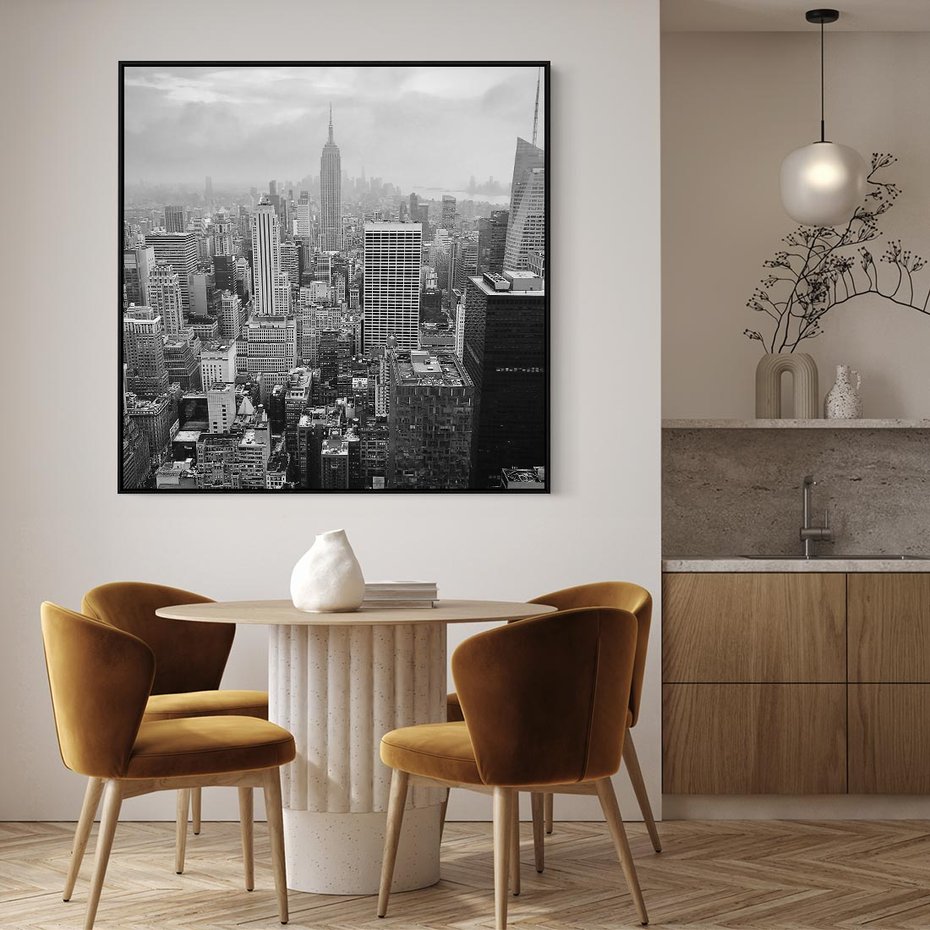 Obraz w ramie 50x50 - Majestatyczne Wysokości - Nowy Jork, wieżowce - rama czarna