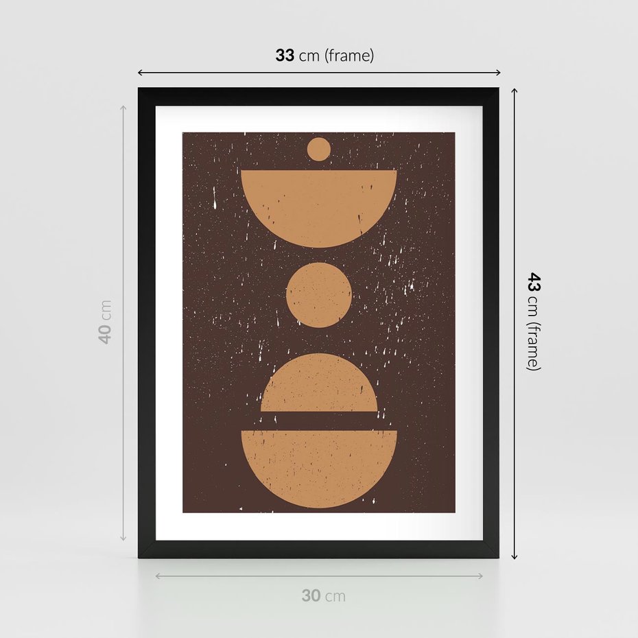 Plakat w ramie 30x40 - Impulsy Przestrzeni - mid century styl, nowoczesna grafika - rama czarna