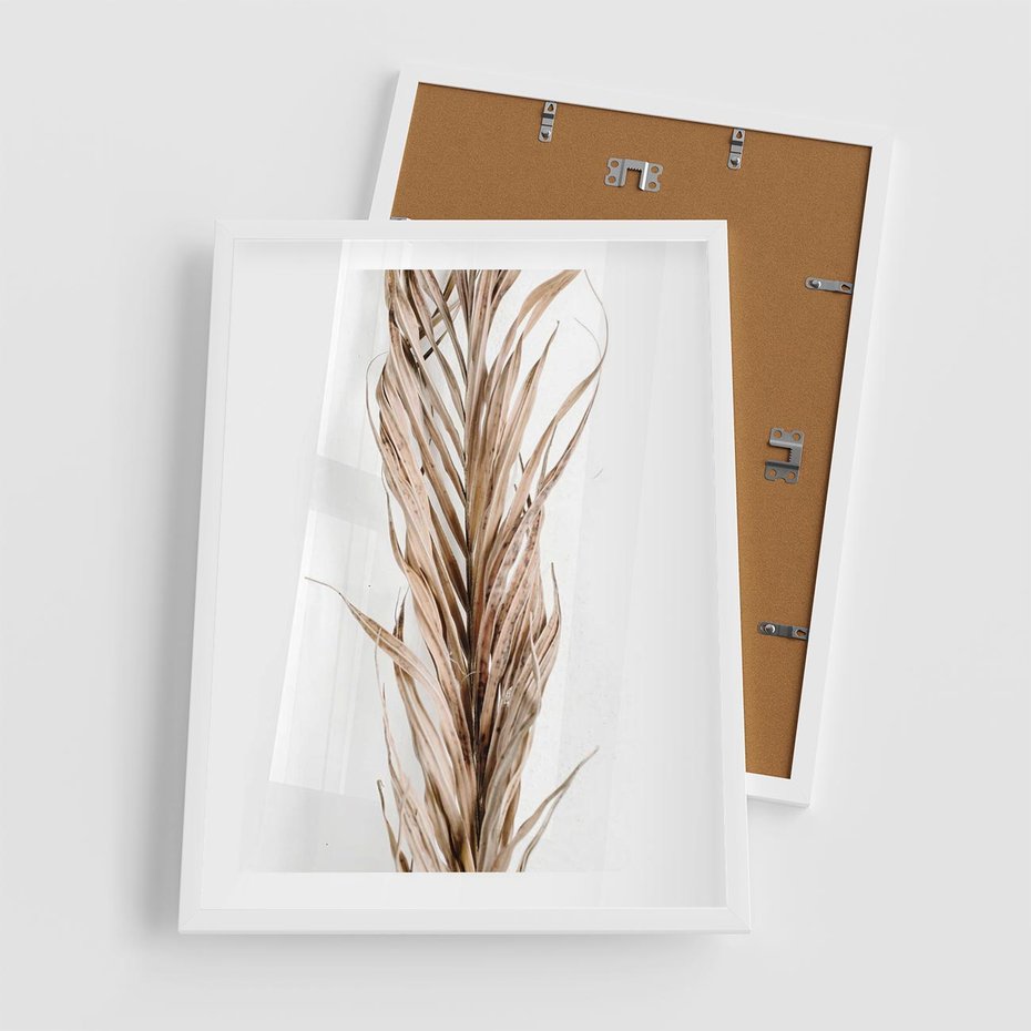 Plakat w ramie 50x70 - Minimalizm Palmowy: Sucha Uroda - sucha palma, minimalizm - rama biała