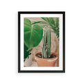 Plakat w ramie 30x40 - Boho Urok - kaktus w doniczce, gliniana doniczka - rama czarna