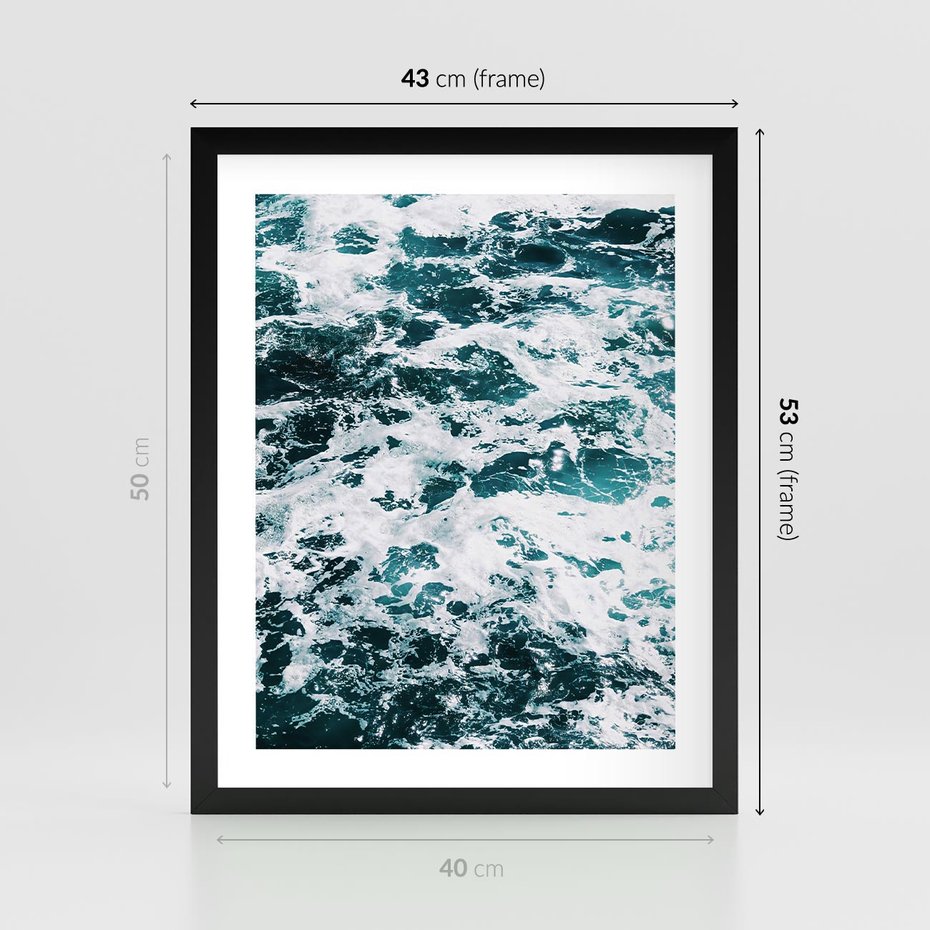 Plakat w ramie 40x50 - Potęga Natury: Wzburzone Fale Oceanu - wzburzone fale oceanu - rama czarna