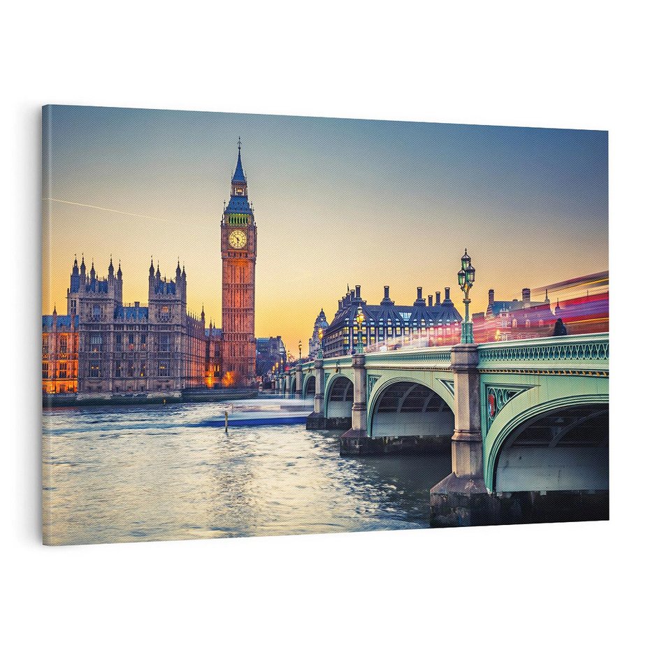 Obraz na płótnie 120x80 - Magiczny Londyn: Tamiza i Big Ben - Londyn, Tamiza
