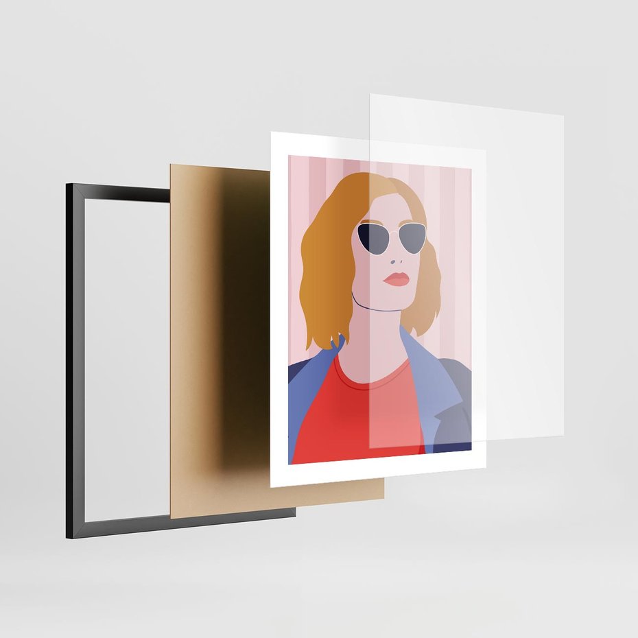 Plakat w ramie 40x50 - Kobieca Ekspresja - nowoczesny plakat, styl retro - rama czarna