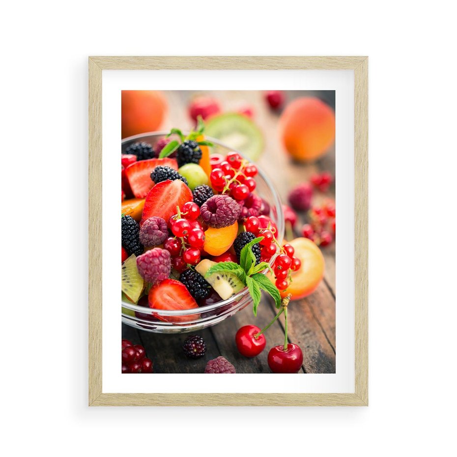 Plakat w ramie 40x50 - Smakowite Porywy - owoce, jedzenie - rama drewno