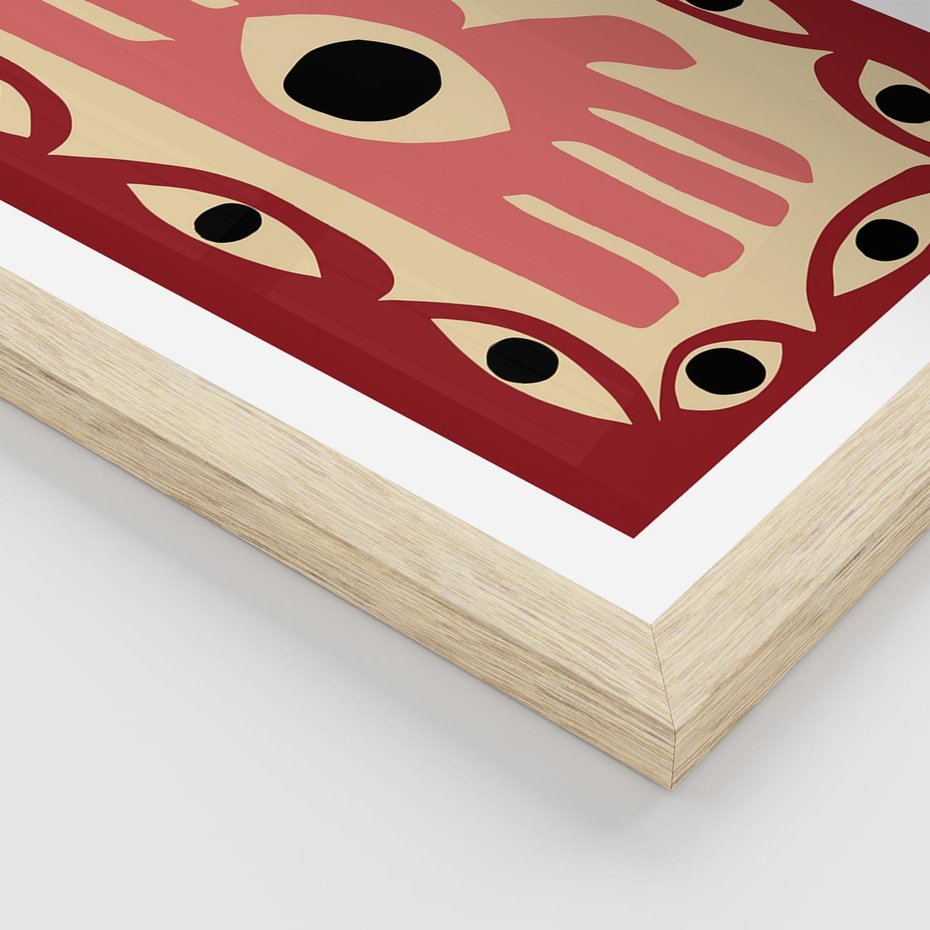 Plakat w ramie 50x70 - Migotliwe Kształty - abstrakcyjny obraz, boho styl - rama drewno