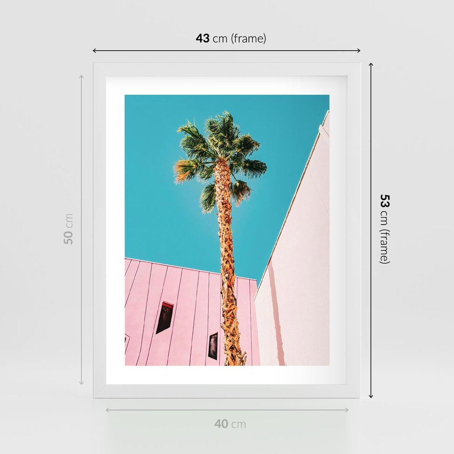 Plakat w ramie 40x50 - Palma w Miami - palma, miami - rama biała