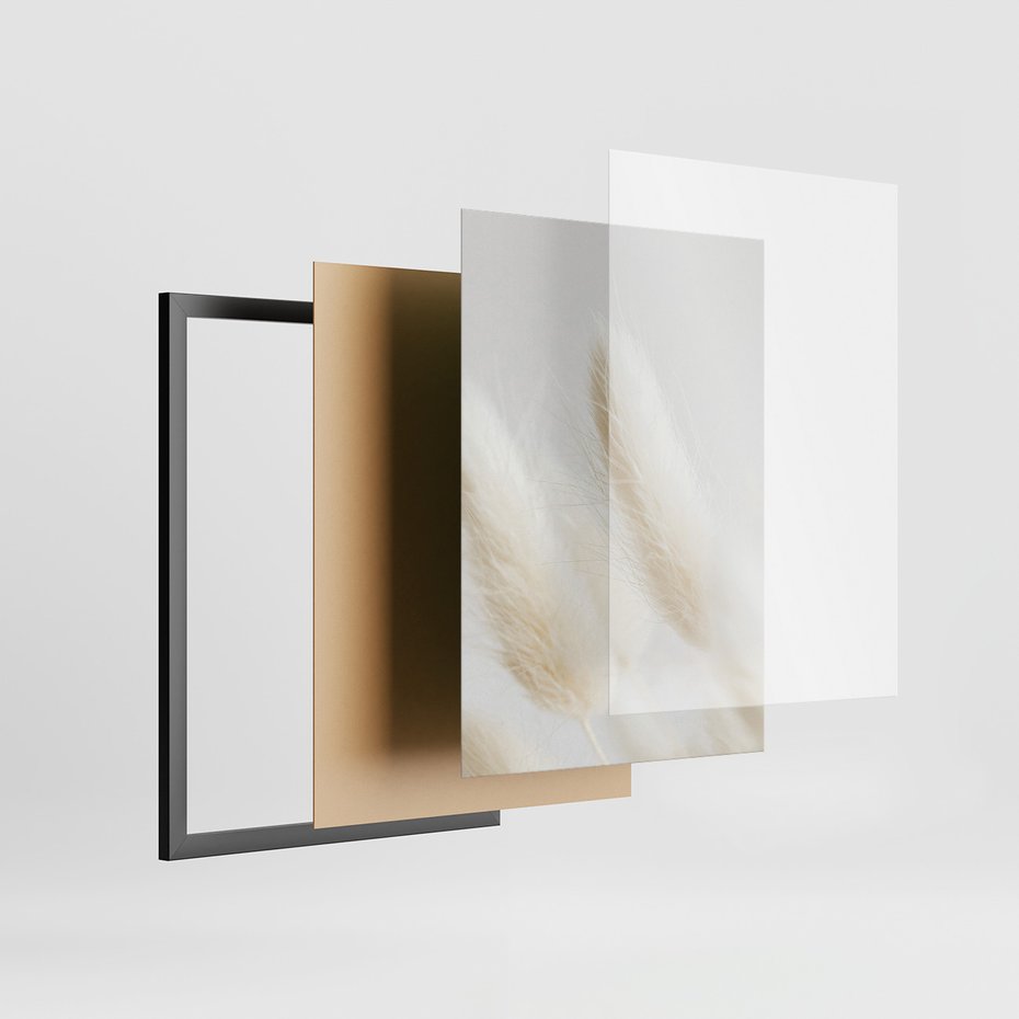 Zestaw obrazy w ramie 40x50 galeria - Suche, trawy, boho, pampas - rama czarna