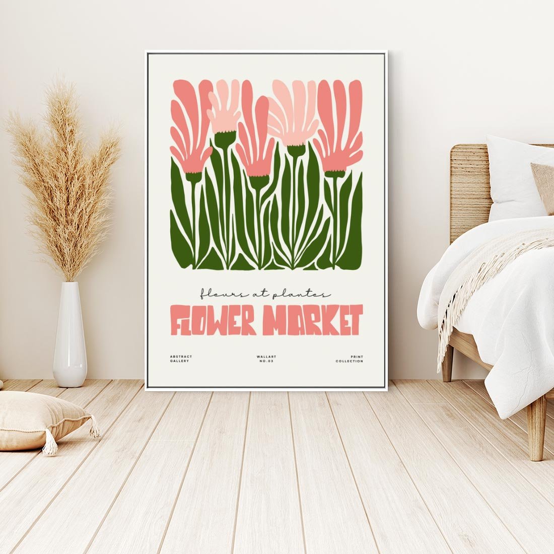 Obraz w ramie 70x100 - Symfonia Kolorowych Kształtów - nowoczesna grafika, kwiatowa kompozycja - rama biała