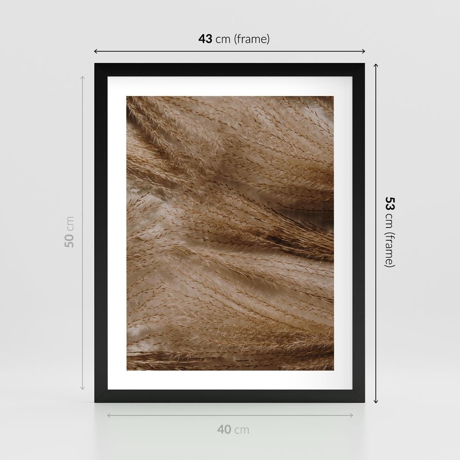 Plakat w ramie 40x50 - Pampasowy Brąz - suche trawy, trawa pampasowa - rama czarna