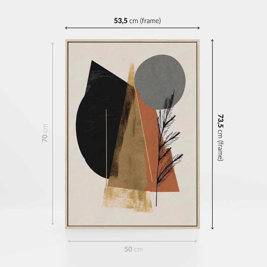 Obraz w ramie 50x70 - Wibracje Barw Ziemi - abstrakcyjny obraz, dziwne formy - rama drewno