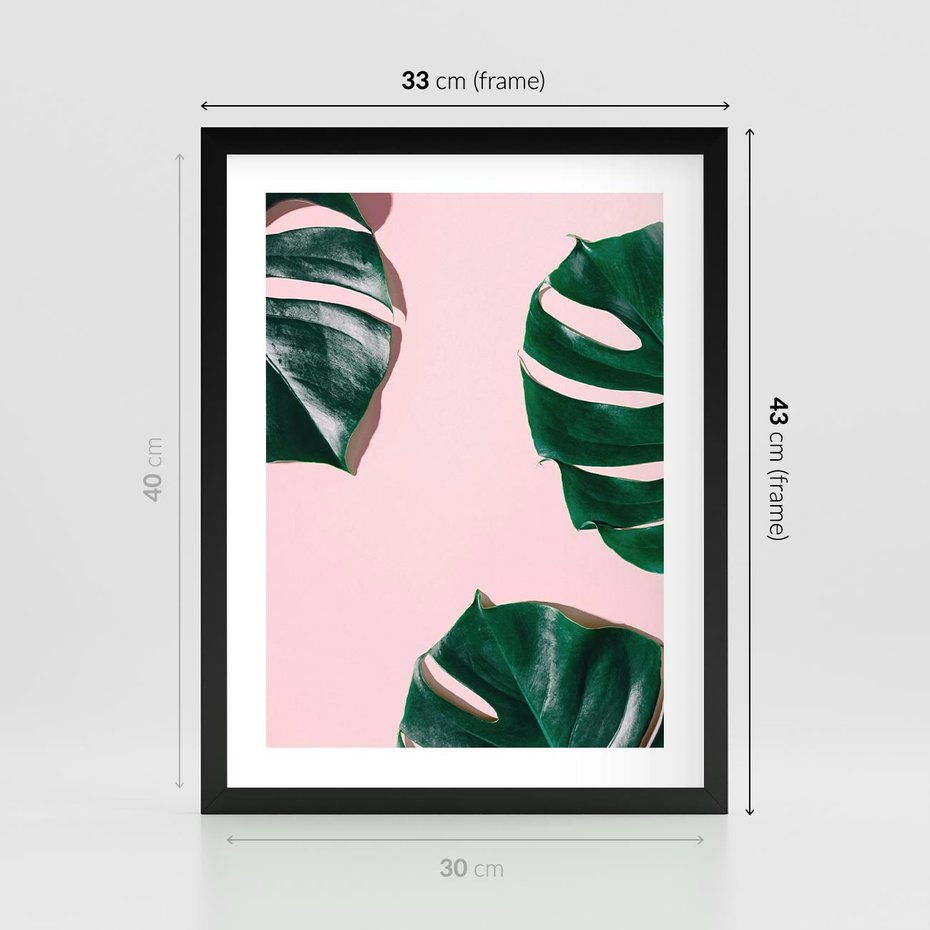 Plakat w ramie 30x40 - Siła Natury - liście, monstera - rama czarna