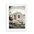 Plakat w ramie 50x70 - Nostalgiczna Oaza - rustykalny domek, domek nad jeziorem - rama biała