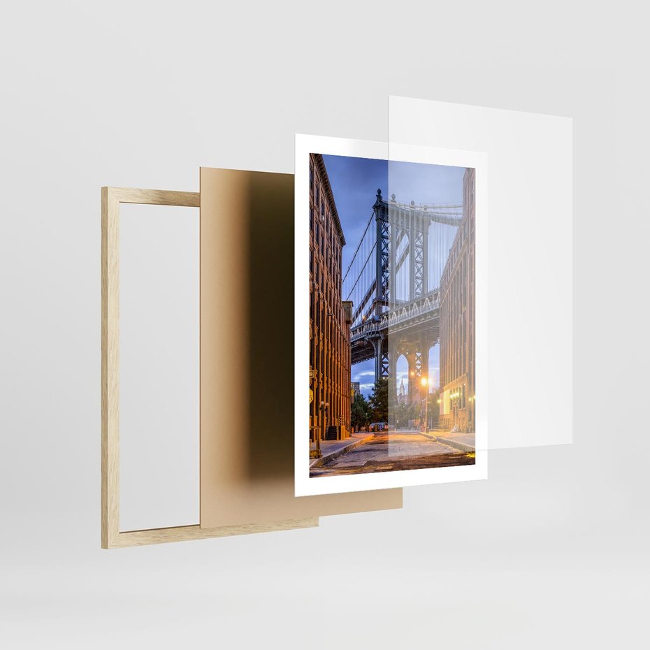 Plakat w ramie 50x70 - Most w mieście - most, miasto - rama drewno