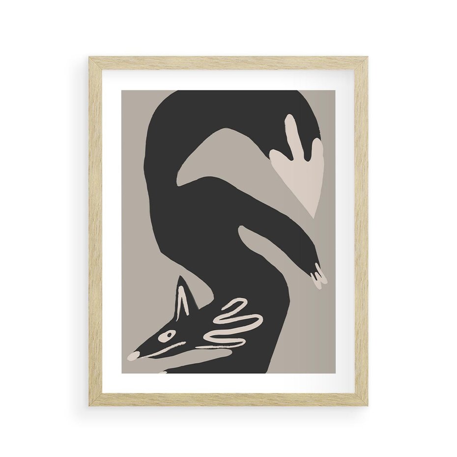 Plakat w ramie 40x50 - Ekspresja Skandynawskiego Światła - skandynawska sztuka, lis - rama drewno