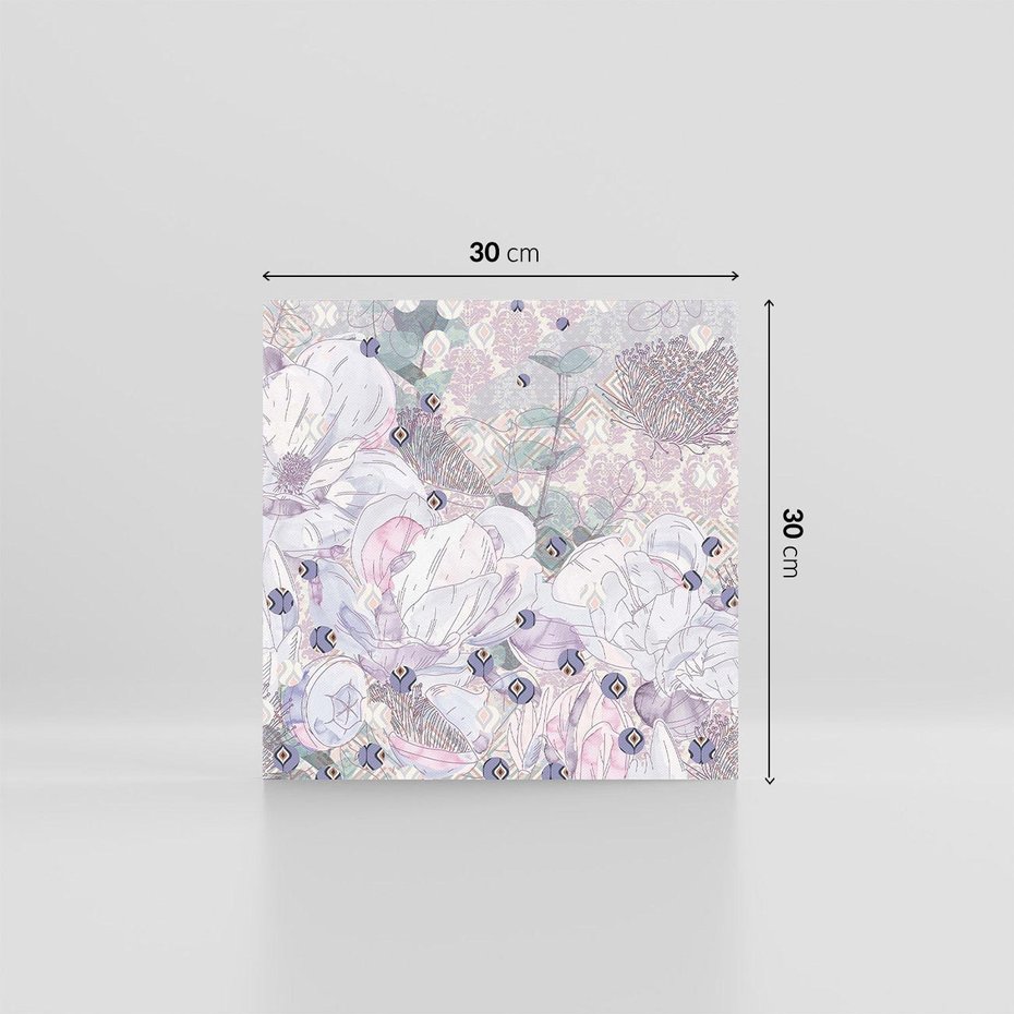 Obraz na płótnie 30x30 - Malowane oddechy istnienia - pomieszane tekstury, kwiatowe elementy