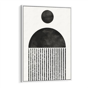 Obraz w ramie 50x70 - Księga Wibracji - abstrakcyjne czarno białe formy, minmalizm - rama biała