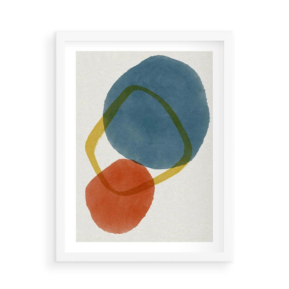 Plakat w ramie 50x70 - Modernistyczna Abstrakcja: Kolorowe Plamy - abstrakcja, modern - rama biała