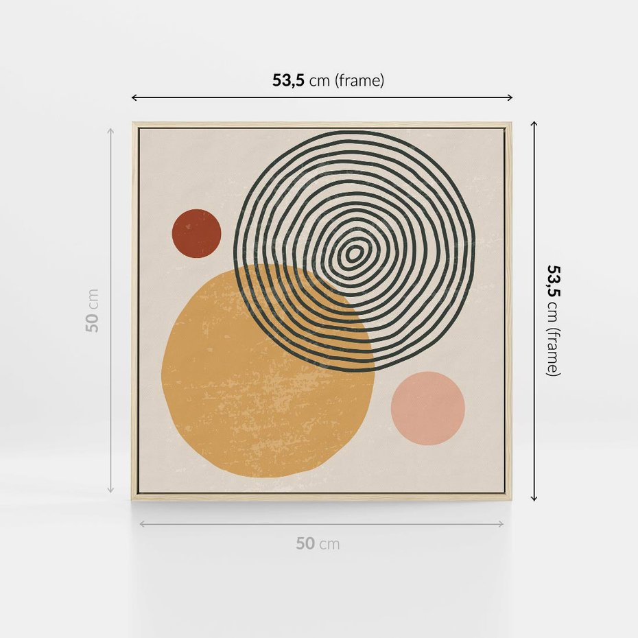 Obraz w ramie 50x50 - Boho Światło - abstrakcyjna sztuka, boho kształty - rama drewno