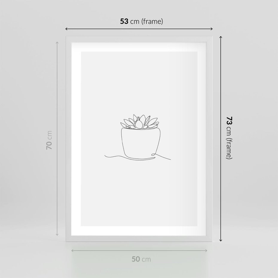 Plakat w ramie 50x70 - Rozkwitające Echa - szkic, minimalizm - rama biała