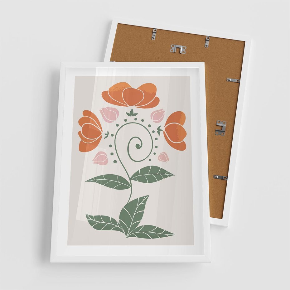 Plakat w ramie 50x70 - Migocące Kształty Kwiatów - kwiaty polne, plakat - rama biała