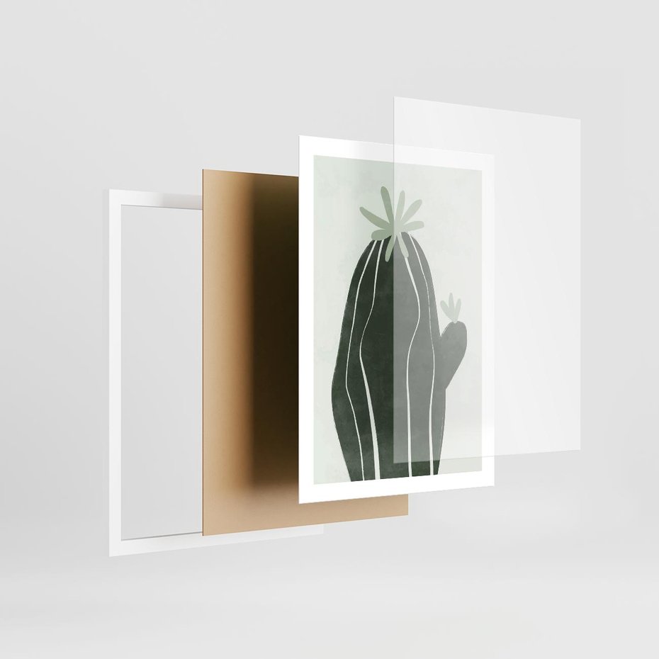 Plakat w ramie 50x70 - Zieleń Inspirującego Życia - zielony plakat, minimalizm - rama biała