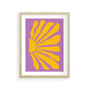 Plakat w ramie 40x50 - Podróżne Kontury - abstrakcyjny plakat, intensywne różowe tło - rama drewno