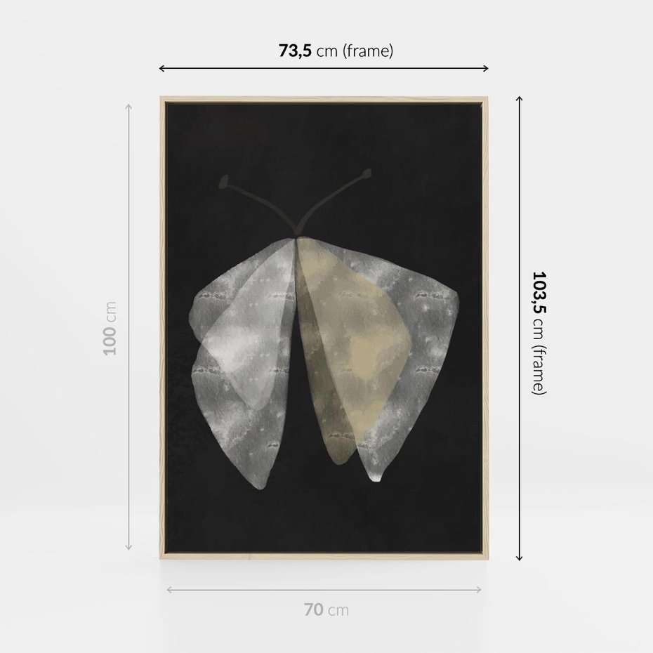 Obraz w ramie 70x100 - Obce Powidoki - abstrakcyjna ćma, mroczna atmosfera - rama drewno