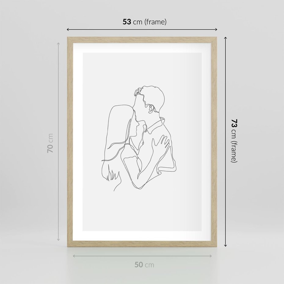 Plakat w ramie 50x70 - Bezgraniczne Przenikanie - para zakochanych, kobieta i mężczyzna - rama drewno