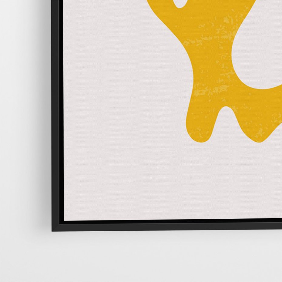 Obraz w ramie 50x70 - Abstrakcyjna Synergia - abstrakcyjna żółta forma, minimalizm - rama czarna