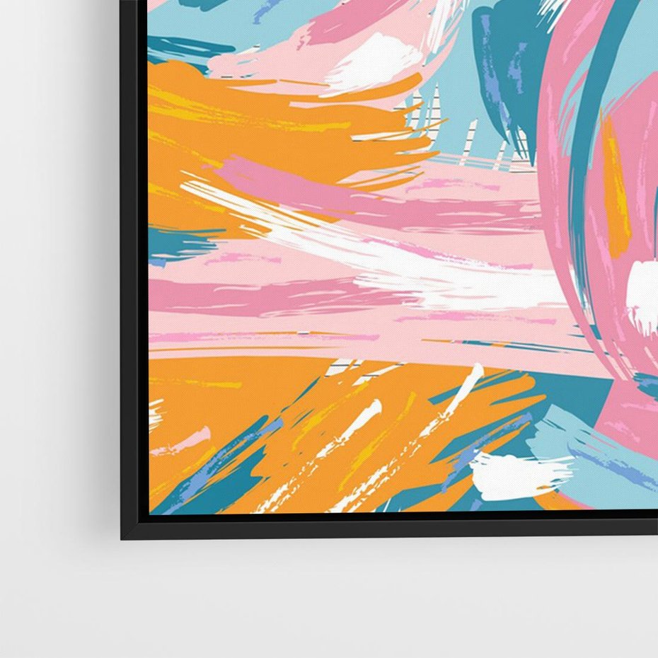 Obraz w ramie 100x70 - Refleksje w krainie abstrakcji - abstrakcja, energiczne pociągnięcia pędzla - rama czarna