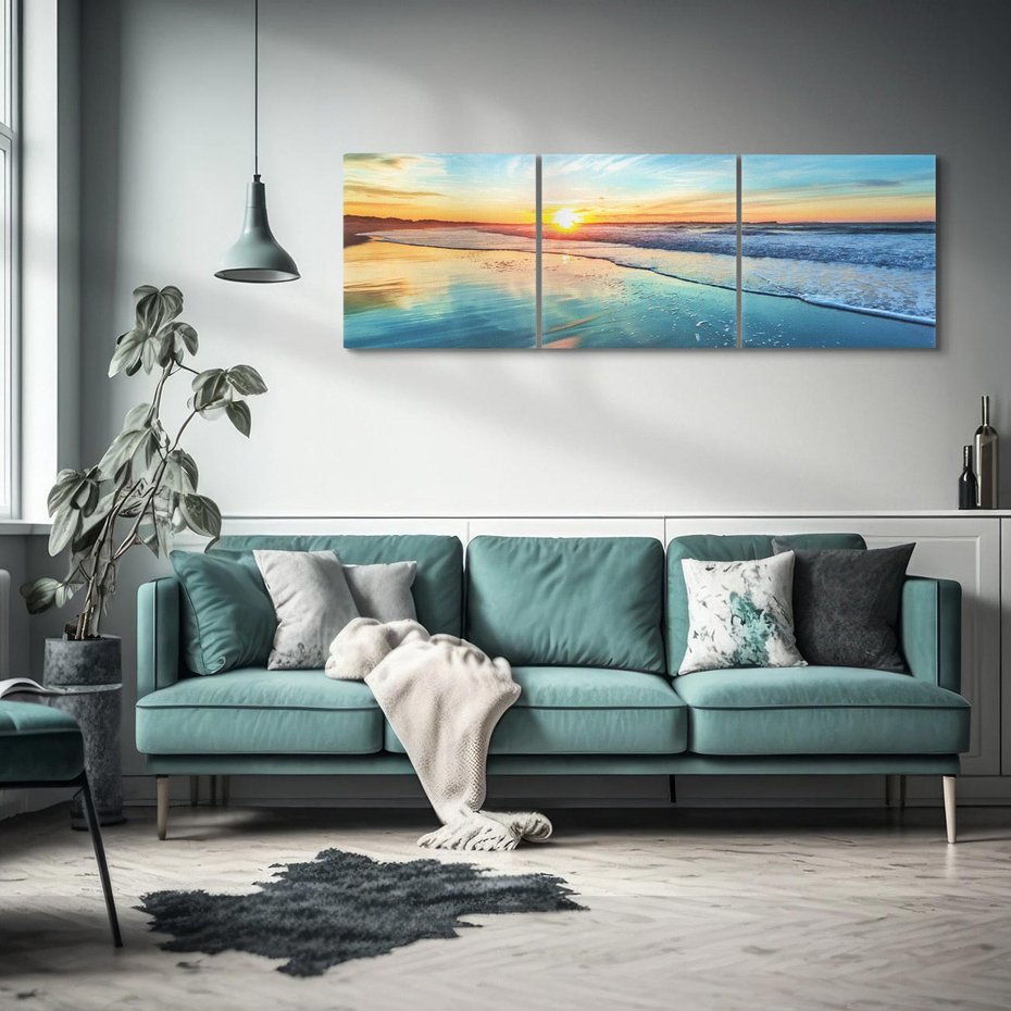 Obraz na płótnie 150x50 - spotkanie przy horyzoncie - morze, plaża