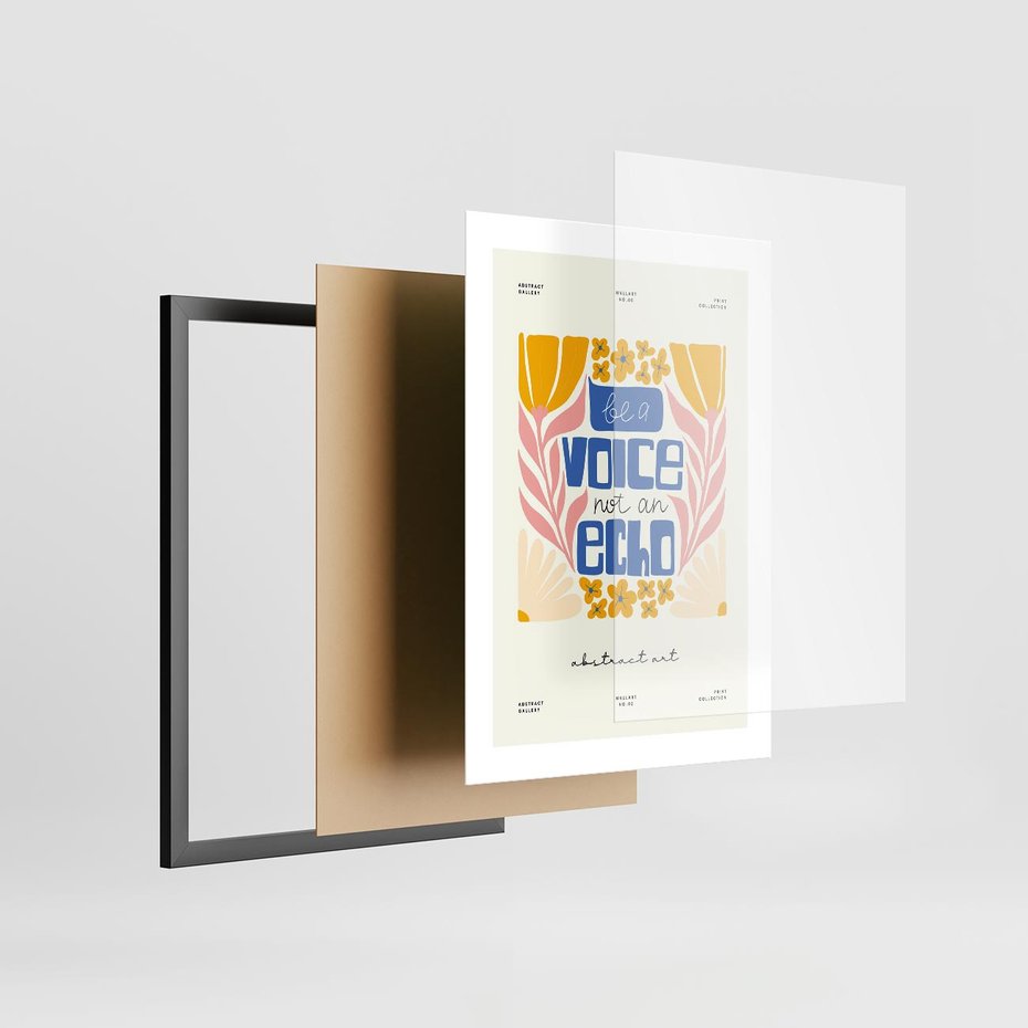 Plakat w ramie 30x40 - Złote Impulsy - typografia, kwiaty - rama czarna