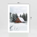 Plakat bez ramy 30x40 - Ujęcie zimy w Górach - domek w górach w zimie, śnieg