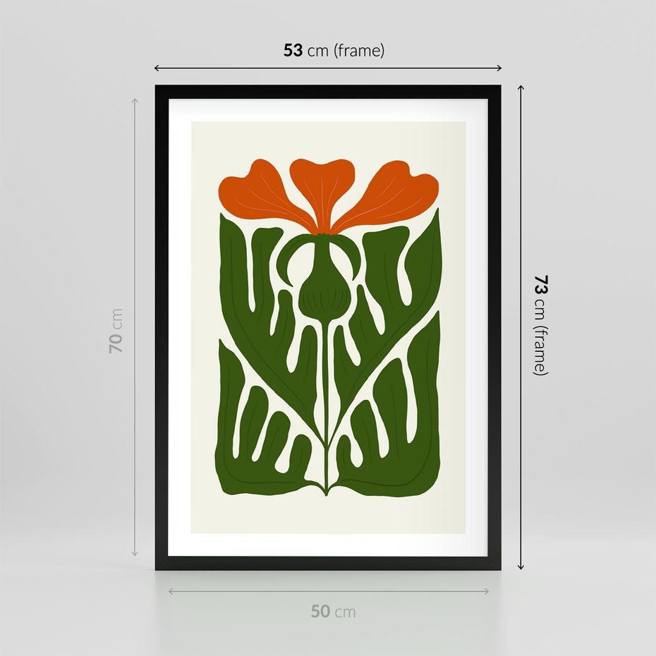 Plakat w ramie 50x70 - Minimalistyczny Urok Kwiatu - kwiat, sztuka nowoczesna - rama czarna