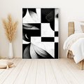 Obraz w ramie 80x120 - Harmonia świateł i cieni - abstrakcja czarno biała, geometria - rama biała