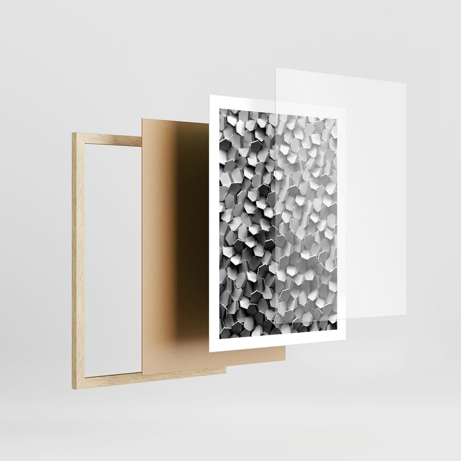 Plakat w ramie 50x70 - Odkryj głębię sztuki - graficzne, 3D - rama drewno