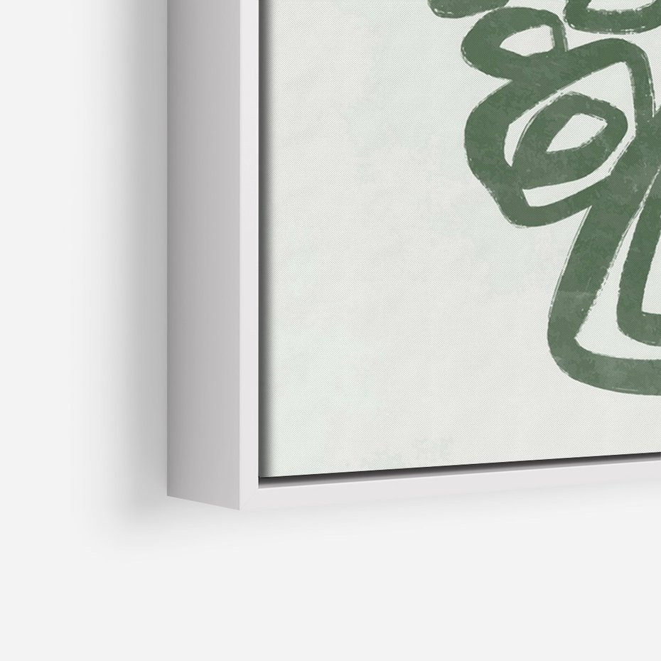 Obraz w ramie 80x120 - Migotliwe Widzenia Zieleni - zielona abstrakcja, zgaszona zieleń - rama biała