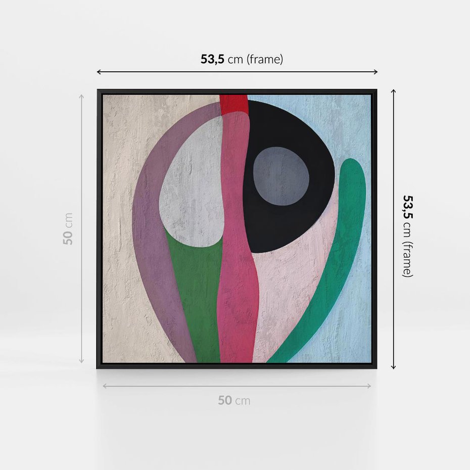 Obraz w ramie 50x50 - Wibracje Kolorów Marzeń - abstrakcyjne dziwne kształty, olejny obraz - rama czarna