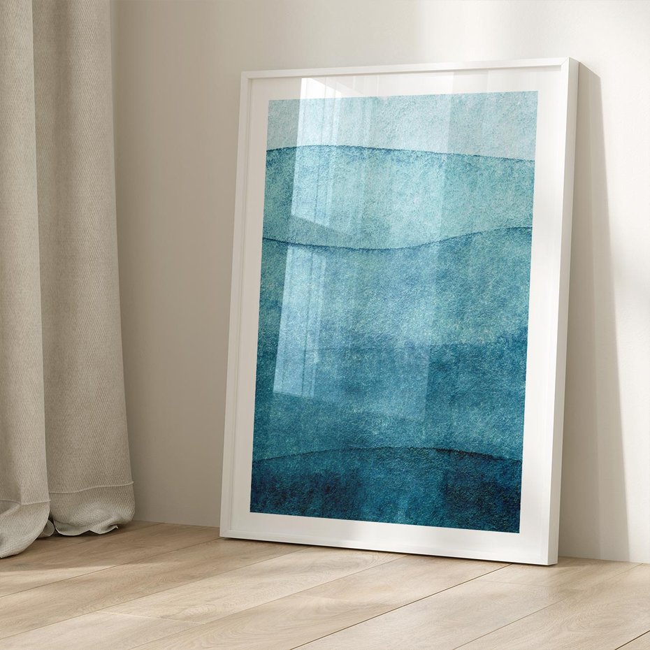 Plakat bez ramy 21x30 - Kolorowe fale akwareli - akwarela, fale