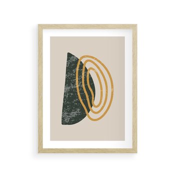 Plakat w ramie 50x70 - Nowoczesne Dialogi Materii - nowoczesny plakat, abstrakcyjne kształty - rama drewno