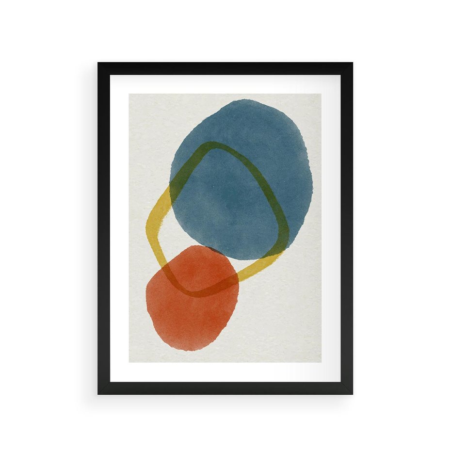 Plakat w ramie 30x40 - Modernistyczna Abstrakcja: Kolorowe Plamy - abstrakcja, modern - rama czarna