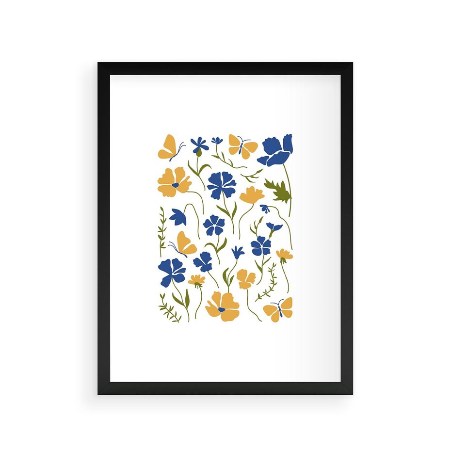 Plakat w ramie 30x40 - Odgłosy Wizji - kwiaty, sztuka nowoczesna - rama czarna