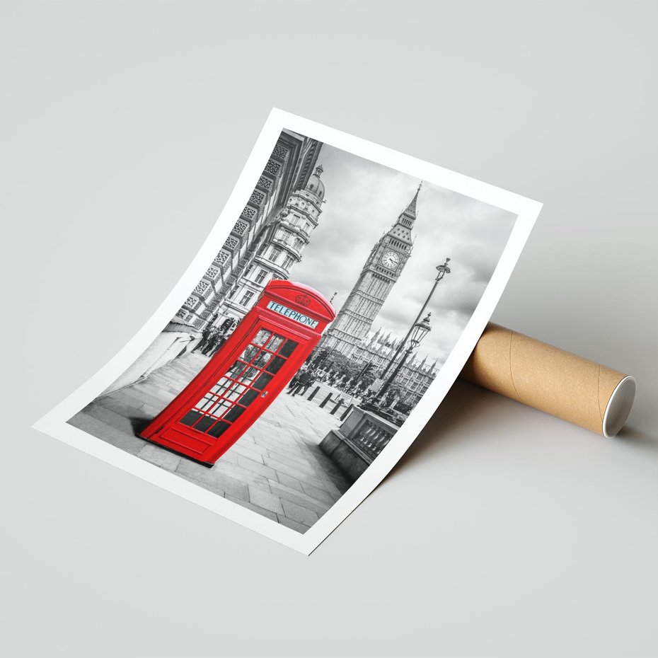Plakat bez ramy 21x30 - Kontrastująca Budka w Londynie - Londyn, budka
