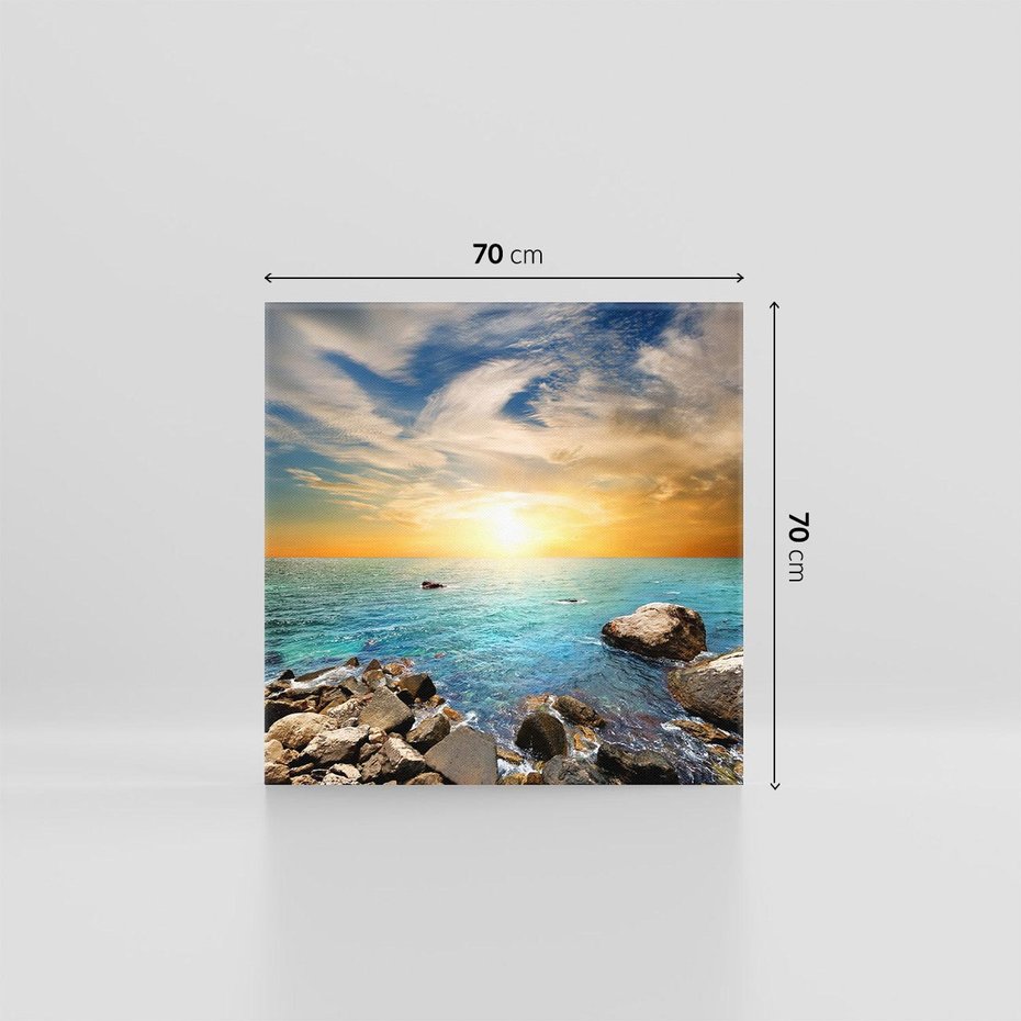 Obraz na płótnie 70x70 - Zachód słońca na plaży - plaża, zachód