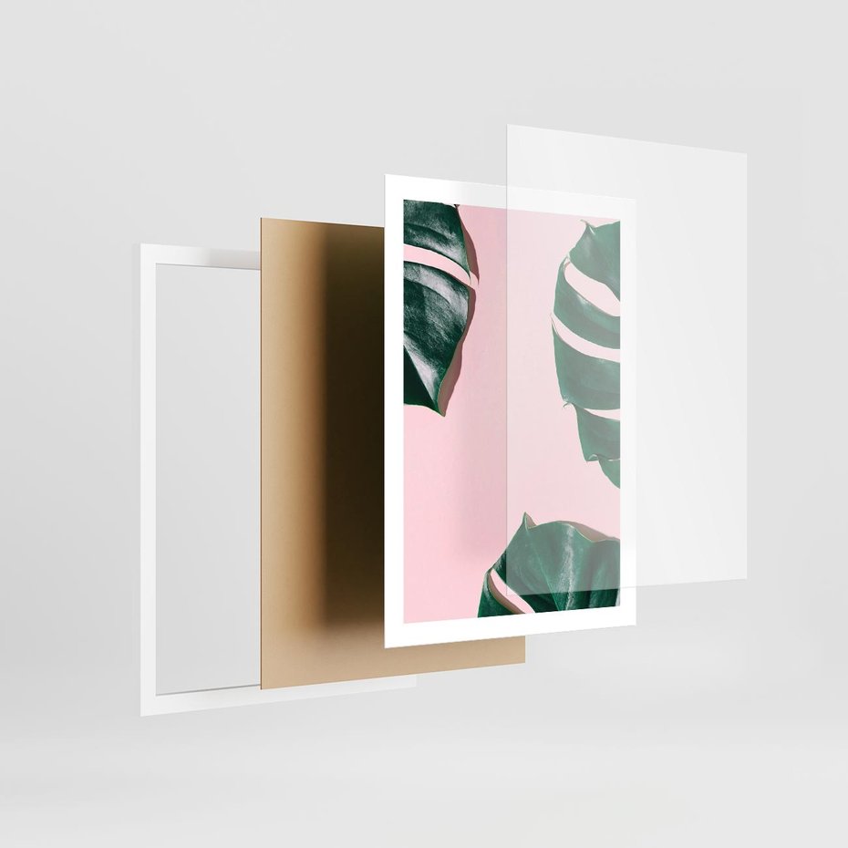 Plakat w ramie 50x70 - Minimalizm Natury - minimalizm, liście monstery - rama biała