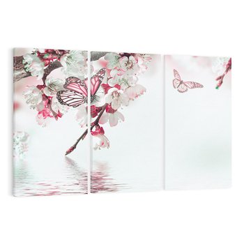 Obraz na płótnie 120x80 - Kwiatowa baśń z motylami - kwiaty, motyle