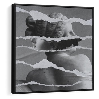 Obraz w ramie 50x50 - Kolaż z Antyczną Rzeźbą - antyczna rzeźba, kolaż ze zdjęć - rama czarna