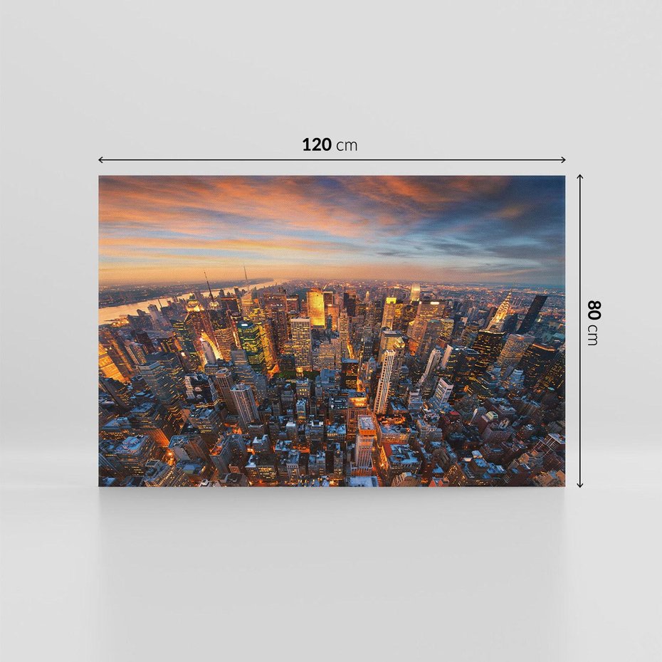 Obraz na płótnie 120x80 - Zachód słońca nad Nowym Jorkiem - New York, zachód